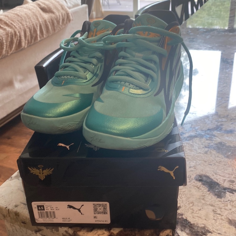 Boys 02 M.E.L.O Basketball Shoes, size 6.5. Gently used in great condition.